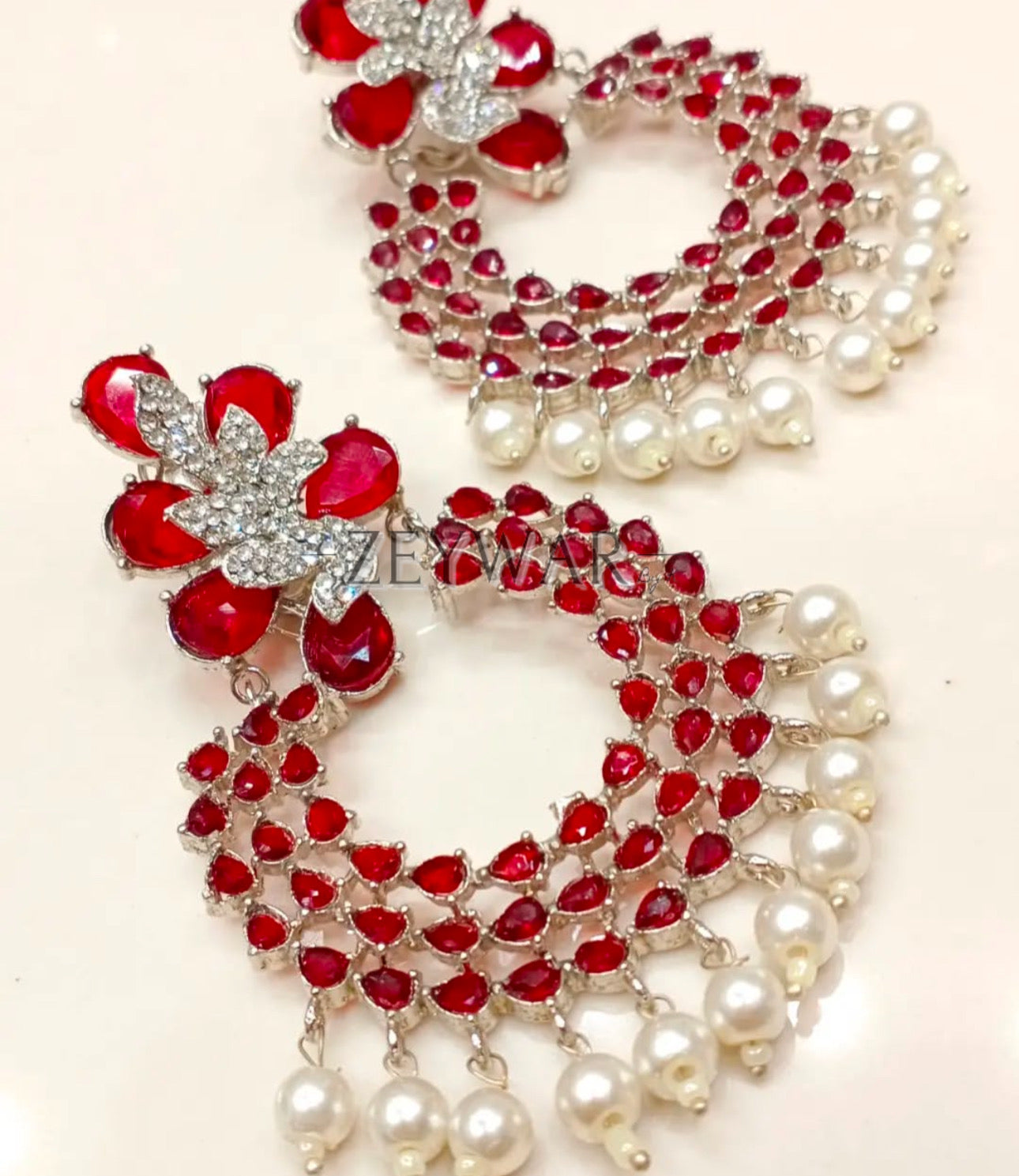 SHAZIA | Silver AD Earrings with Color Details