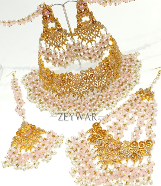 NISHA | Bridal Choker with Earrings, Tikka & Jhoomar