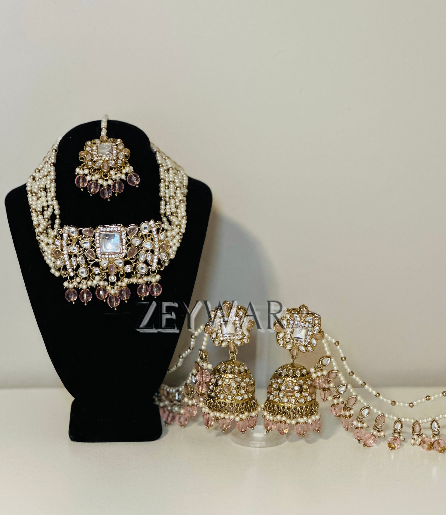 KOMAL | Kundan Style Choker with Saharey Earrings & Tikka