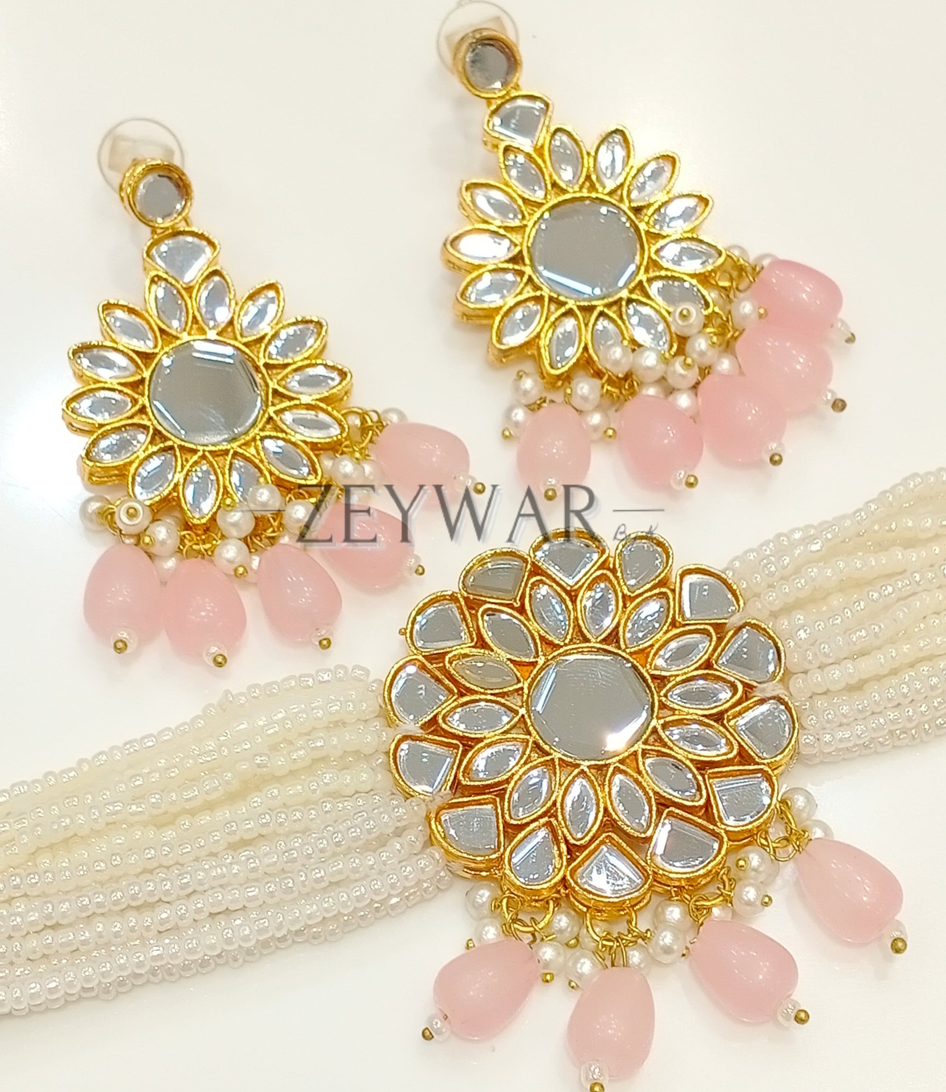 NAFEESA | Mirror Choker with Earrings