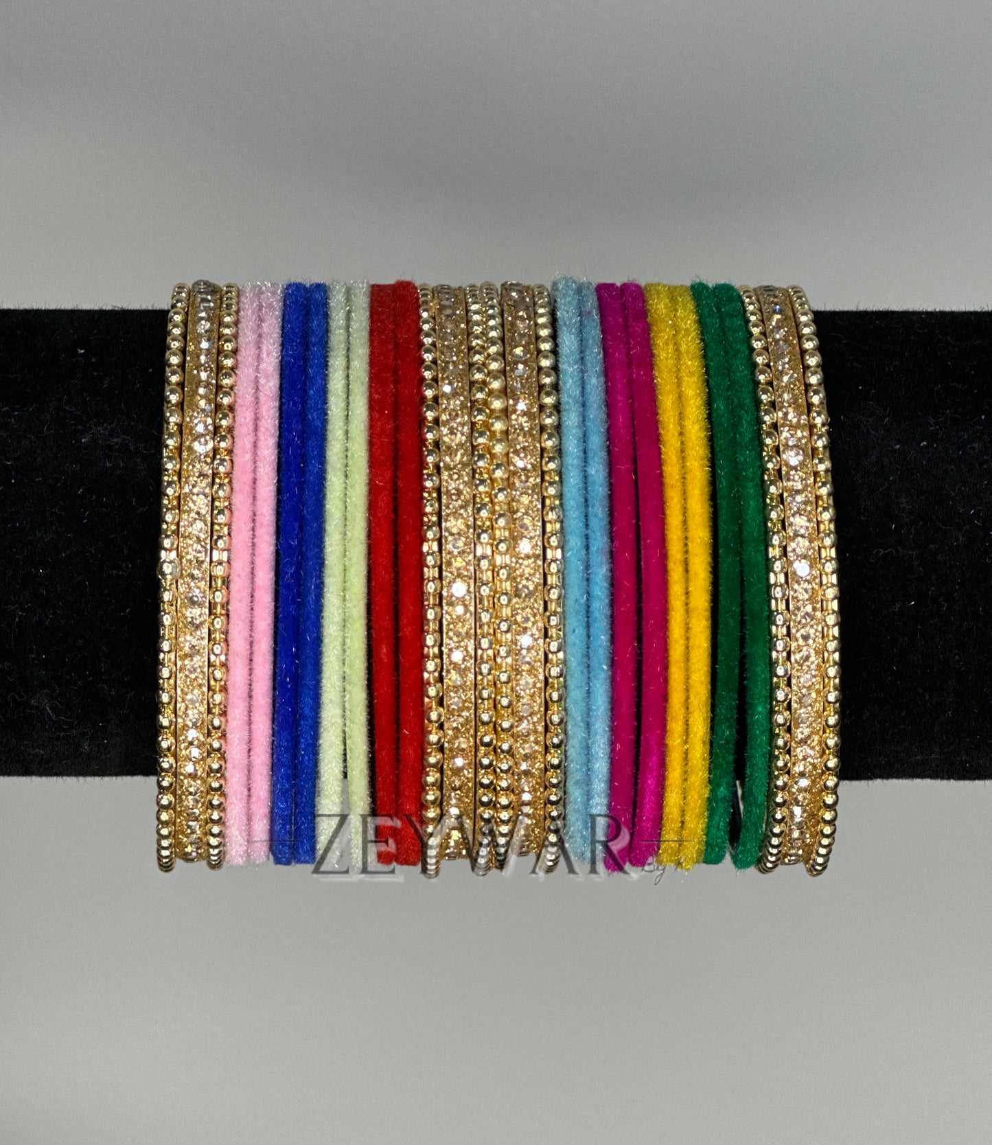 BANGLES | Multi | Velvet Bangles with AD Karey