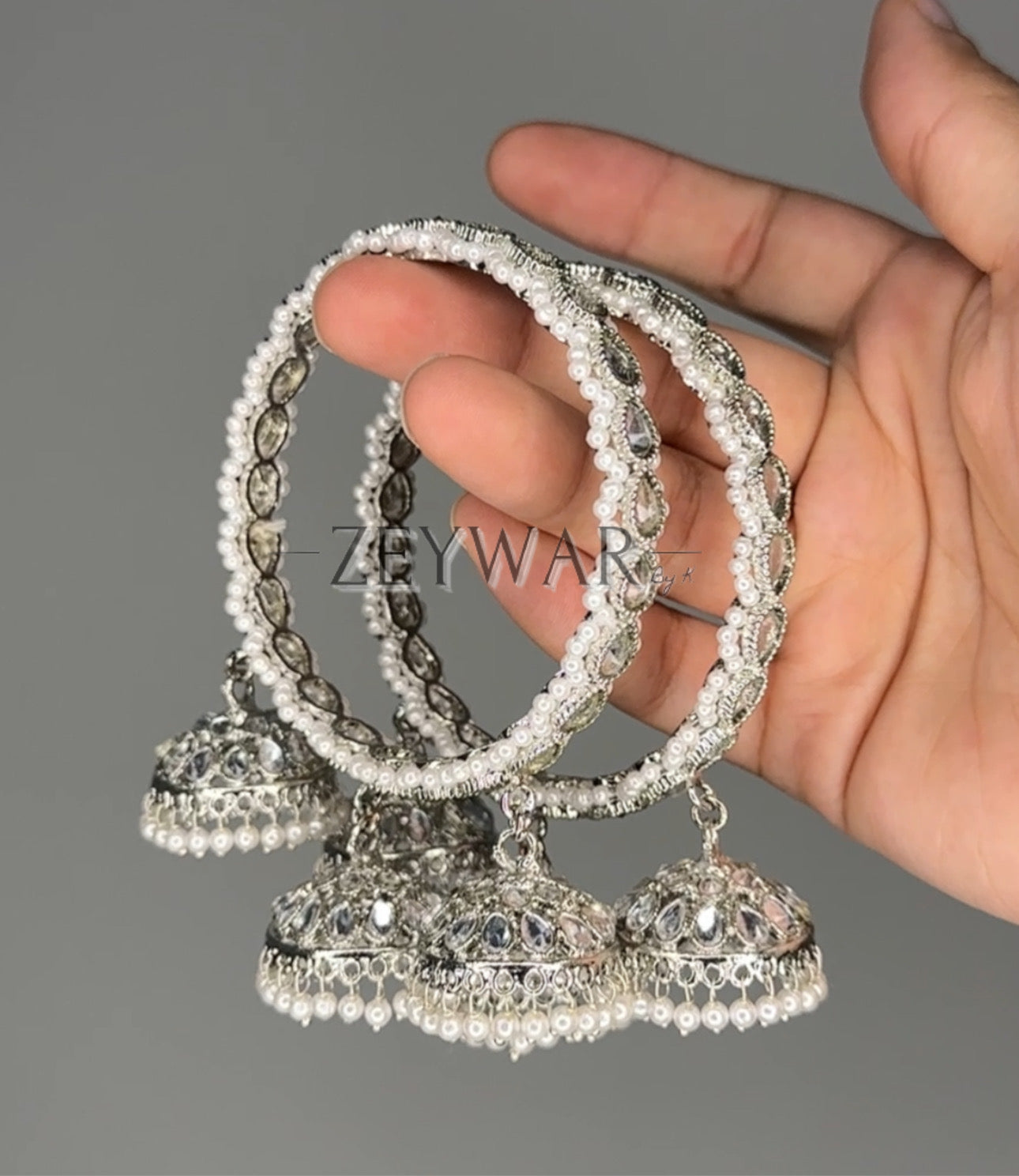 ALIZEY | Silver | Polki Karey with Jhumkey