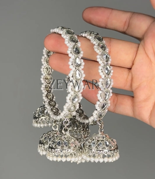 ALIZEY | Silver | Polki Karey with Jhumkey