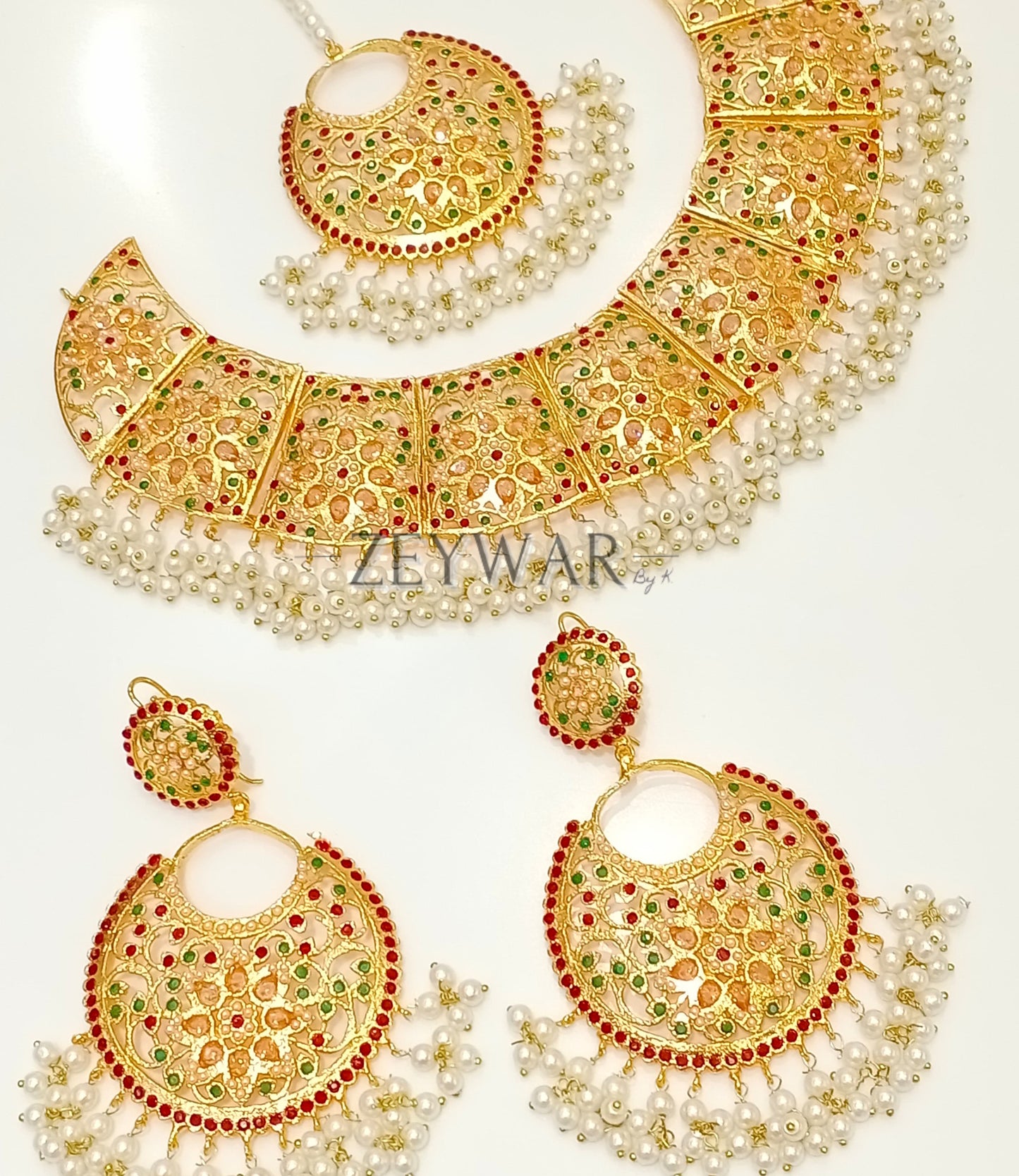NARGIS | Jadau Style Set with Earrings & Tikka