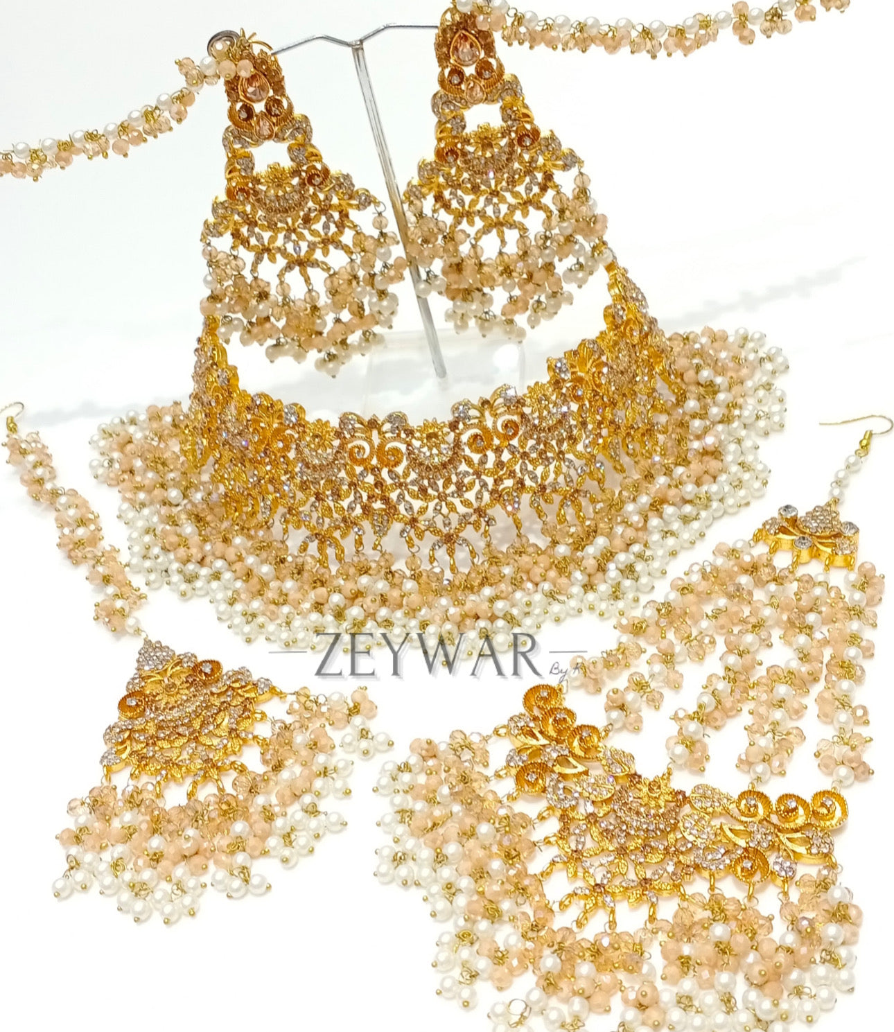 NISHA | Bridal Choker with Earrings, Tikka & Jhoomar