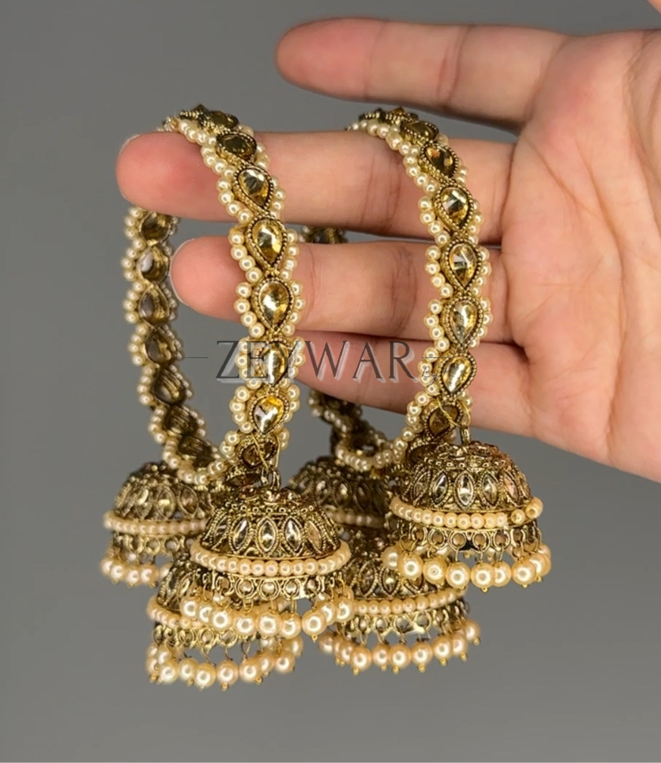 ALIZEY | Gold | Polki Karey with Jhumkey