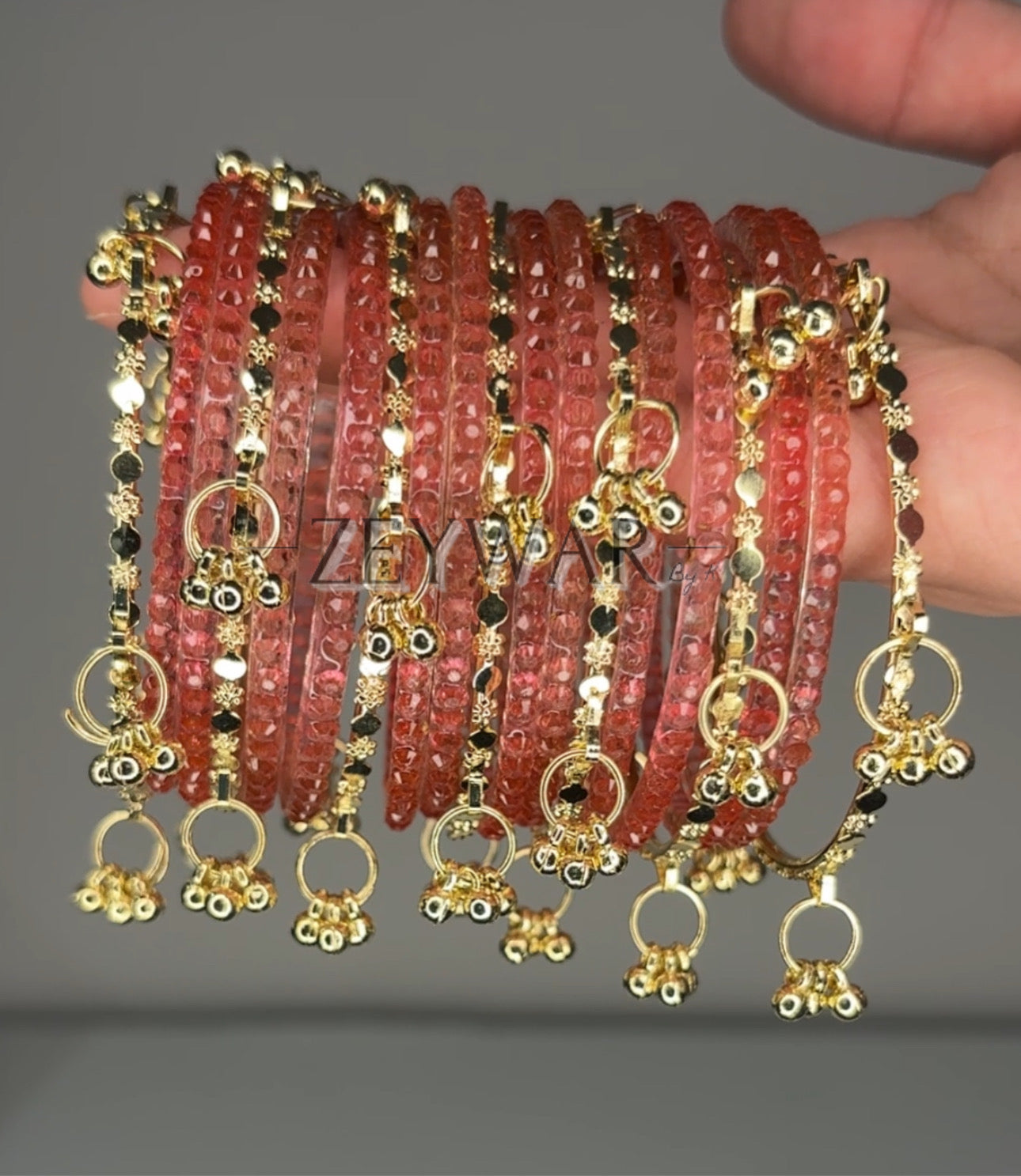SEERAT | Baby Pink | Glass & Kashmiri Bangles