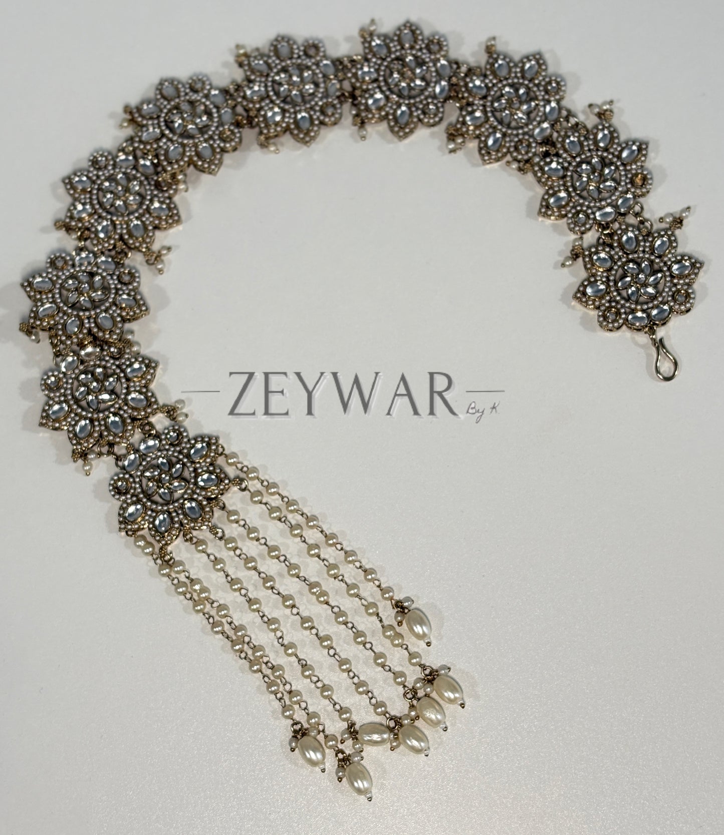 QUDSIYA | Antique Polish Kundan Braid Accessory