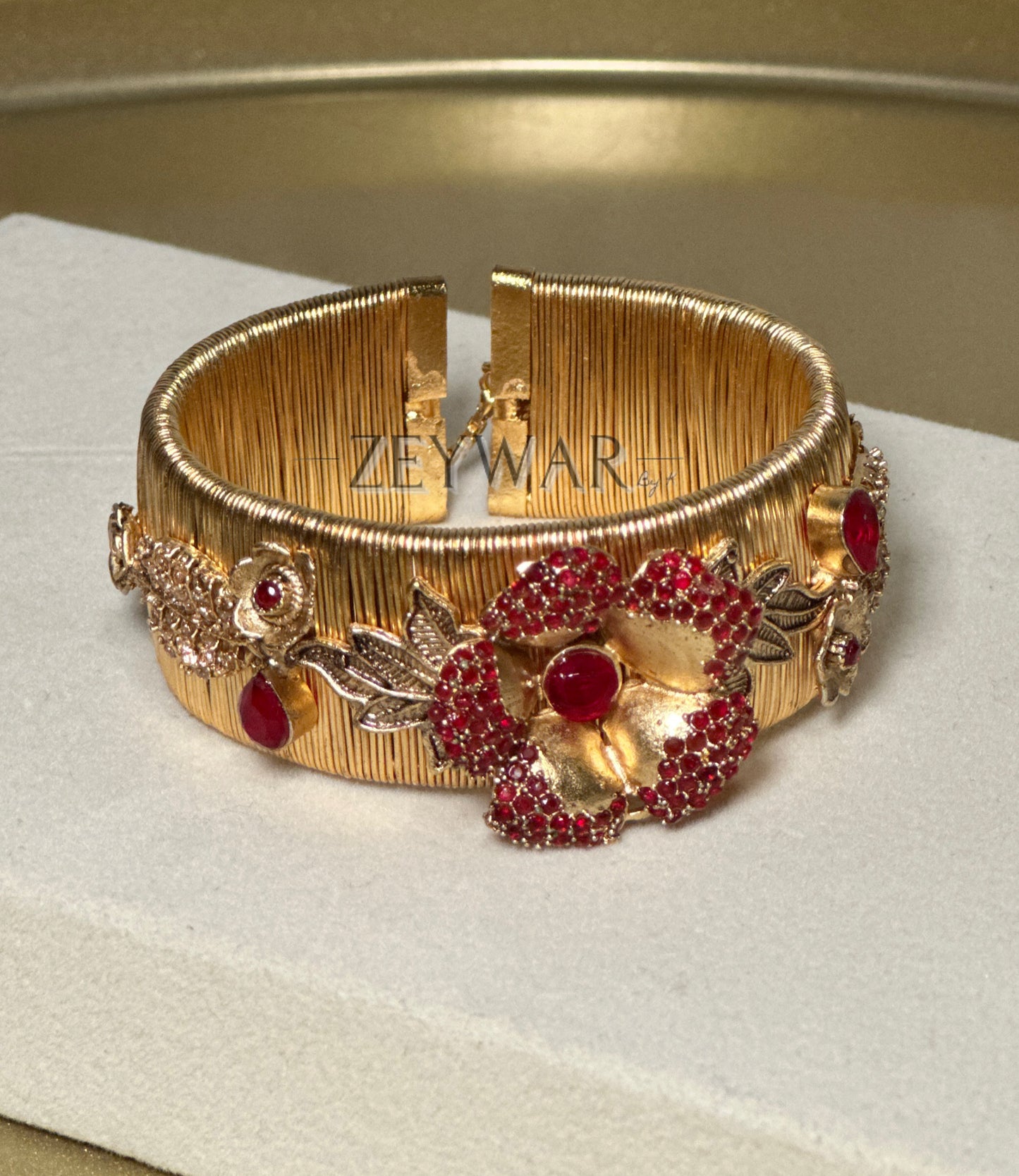 LANA | Gold Kara with Floral Details
