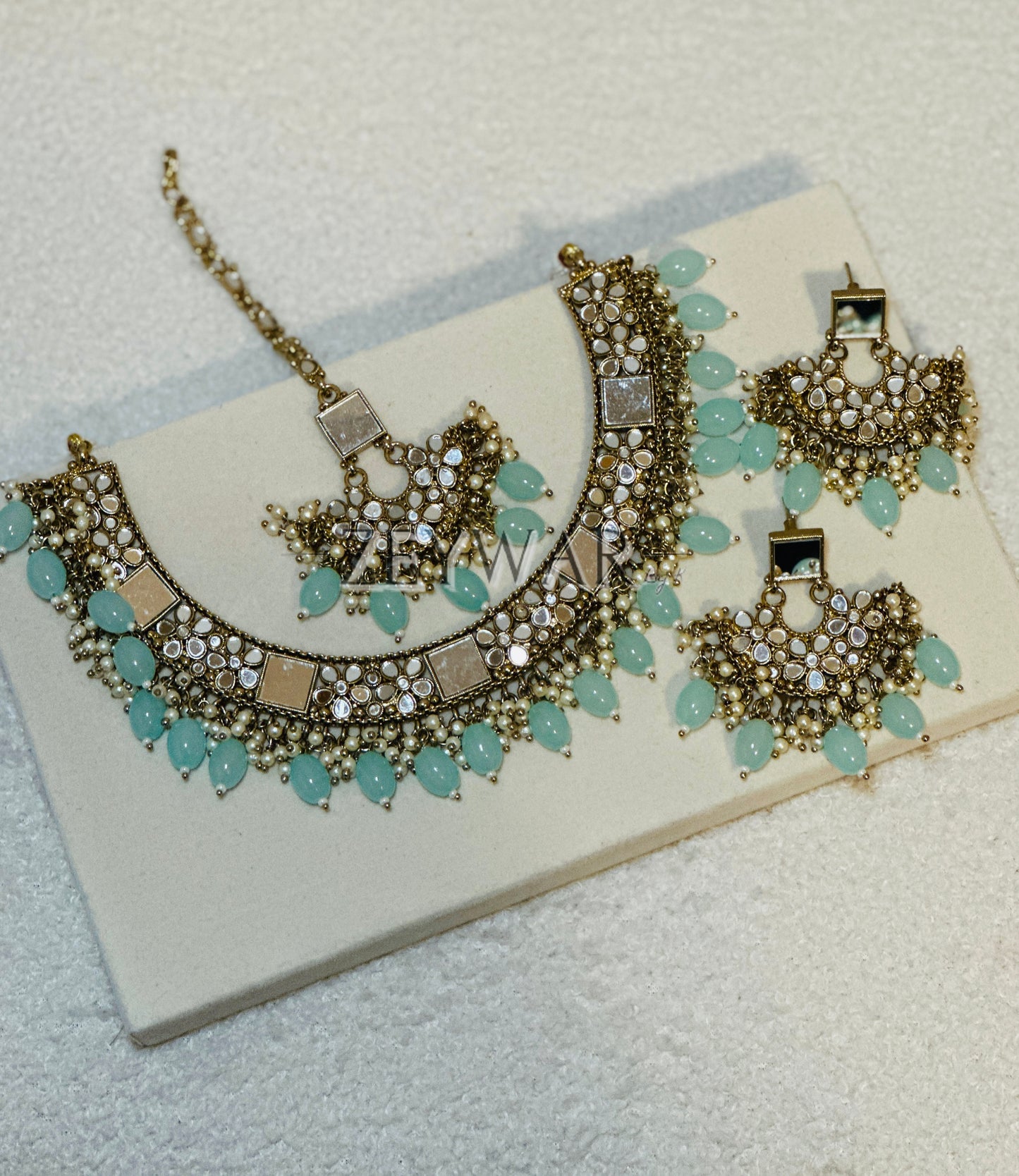 KAMIL | Mirror Necklace with Earrings & Tikka