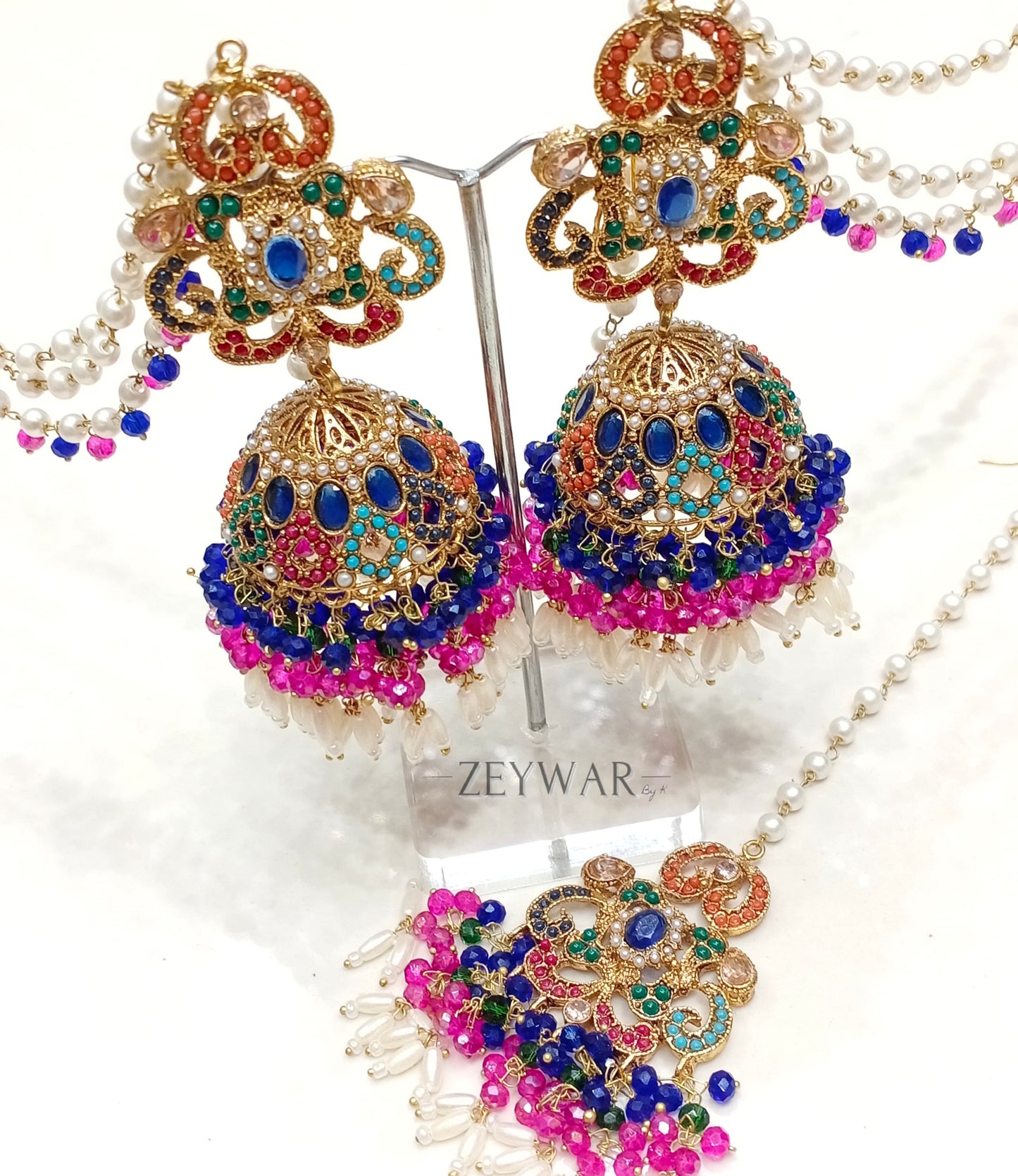 ZERMEEN | Tikka & Earrings with Saharey