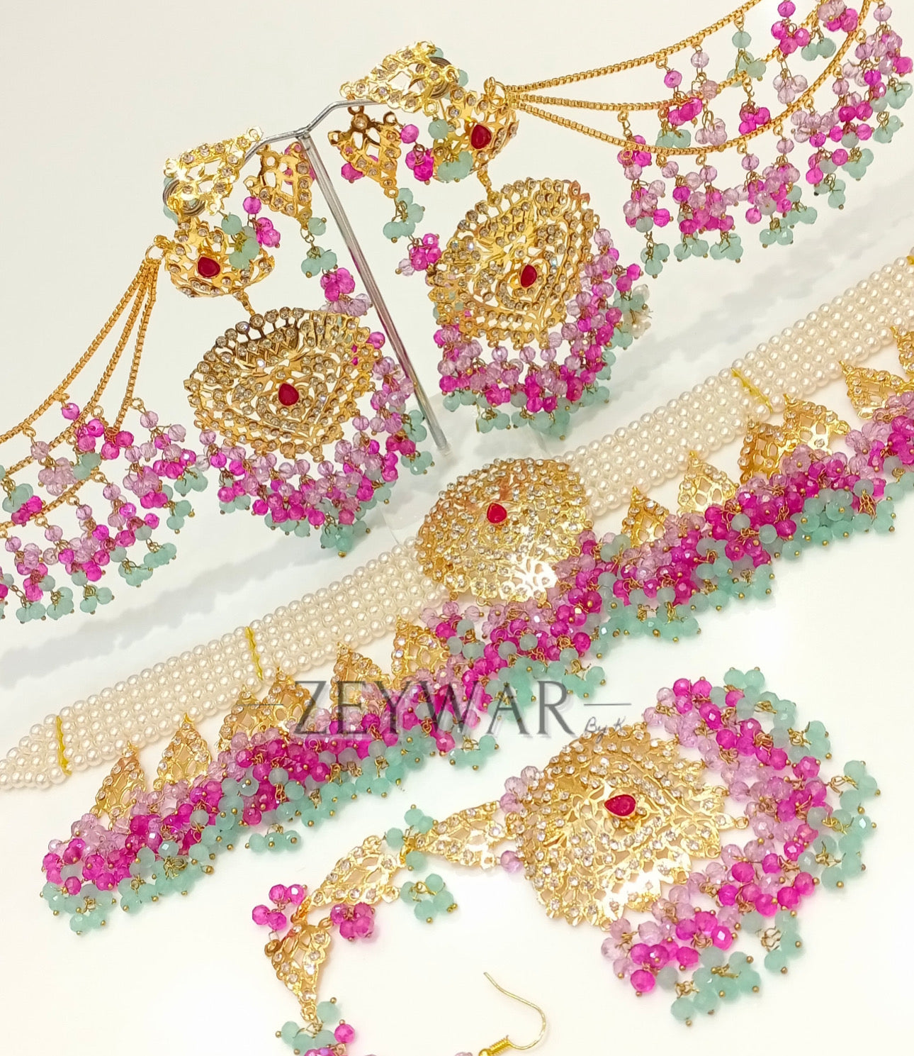 ALISHBA | Gold Plated Pakistani Style Jadau Choker Set
