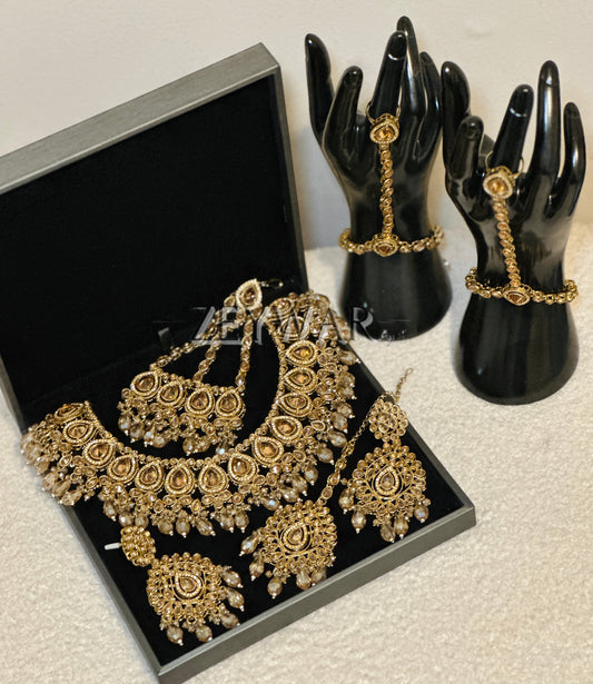 NASEEM [Gold] | 7 Piece Polki Bridal Set