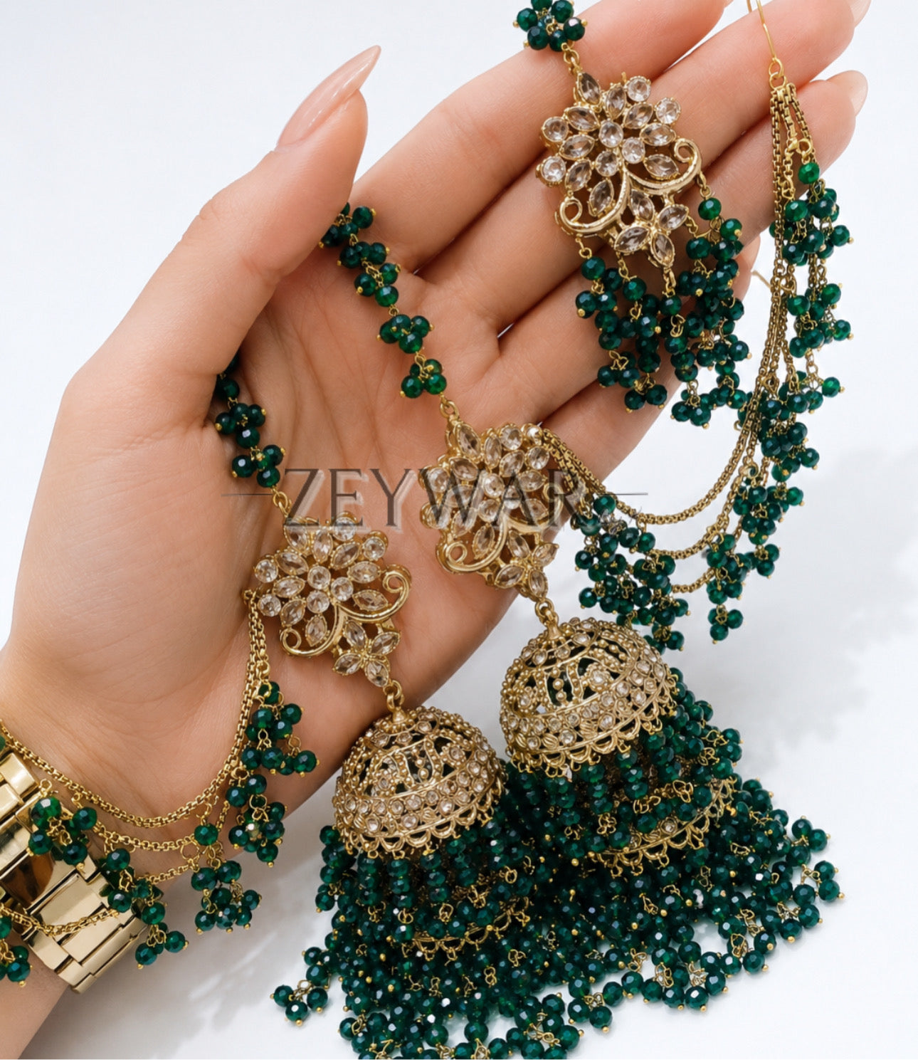 ANAHITA | Gold-plated Double Layer Jhumki’s & Tikka