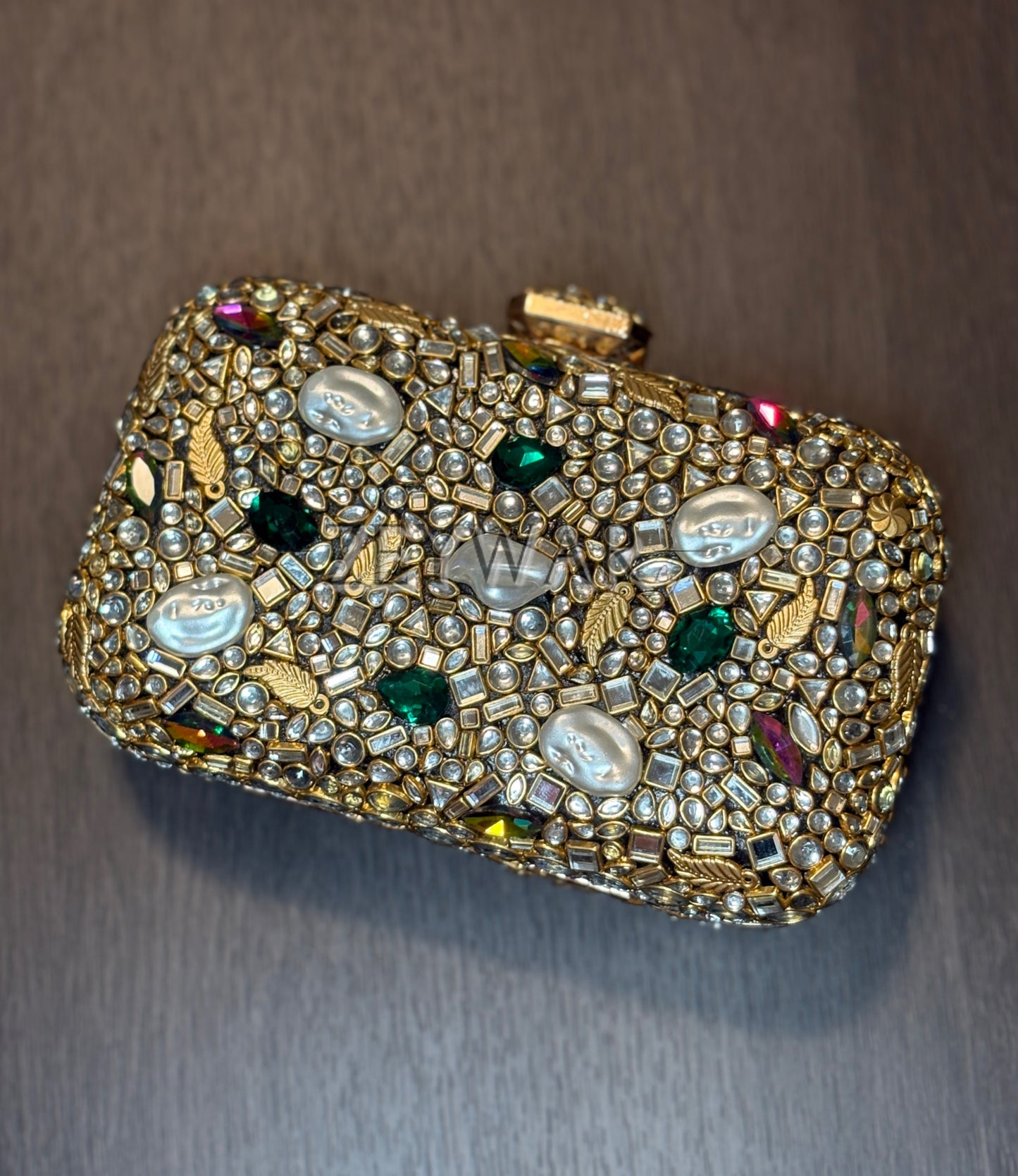 HANYA | Large Embellished Kundan & Metal Clutch (Copy)