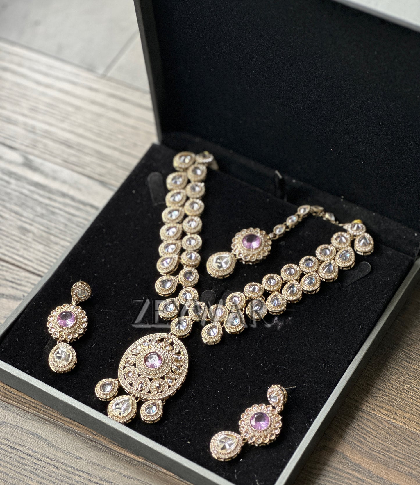 REEM | AD & Polki Set with Earrings & Tikka
