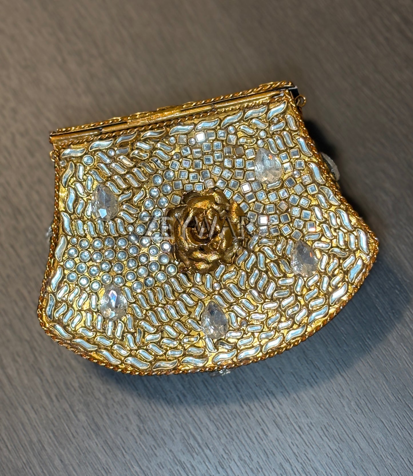 ROSHNI | Small Metal & Kundan Clutch