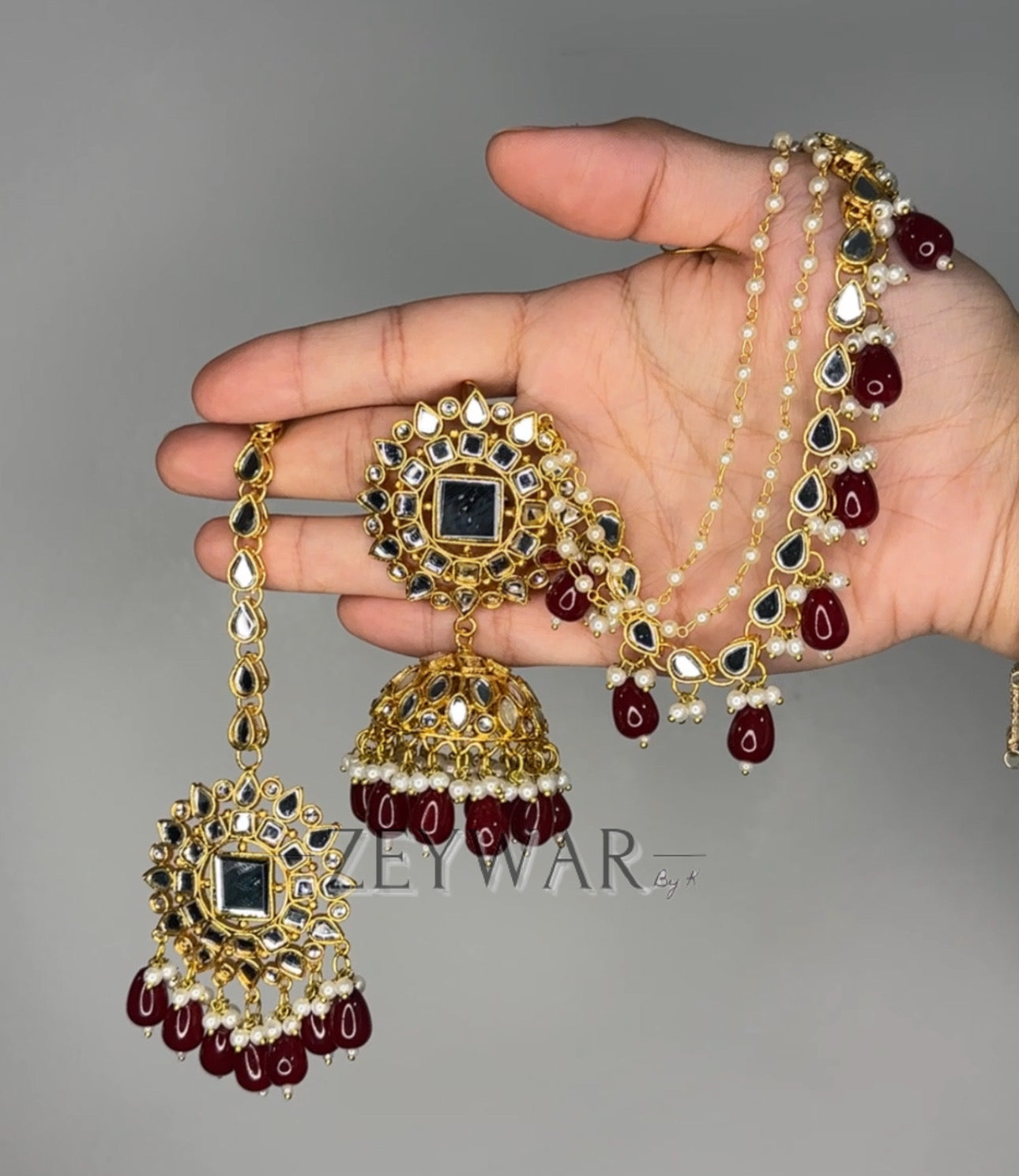 SAMARA | Mirror Earrings with Saharey & Tikka