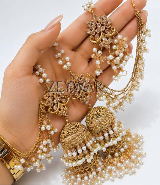 ANAHITA | Gold-plated Double Layer Jhumki’s & Tikka