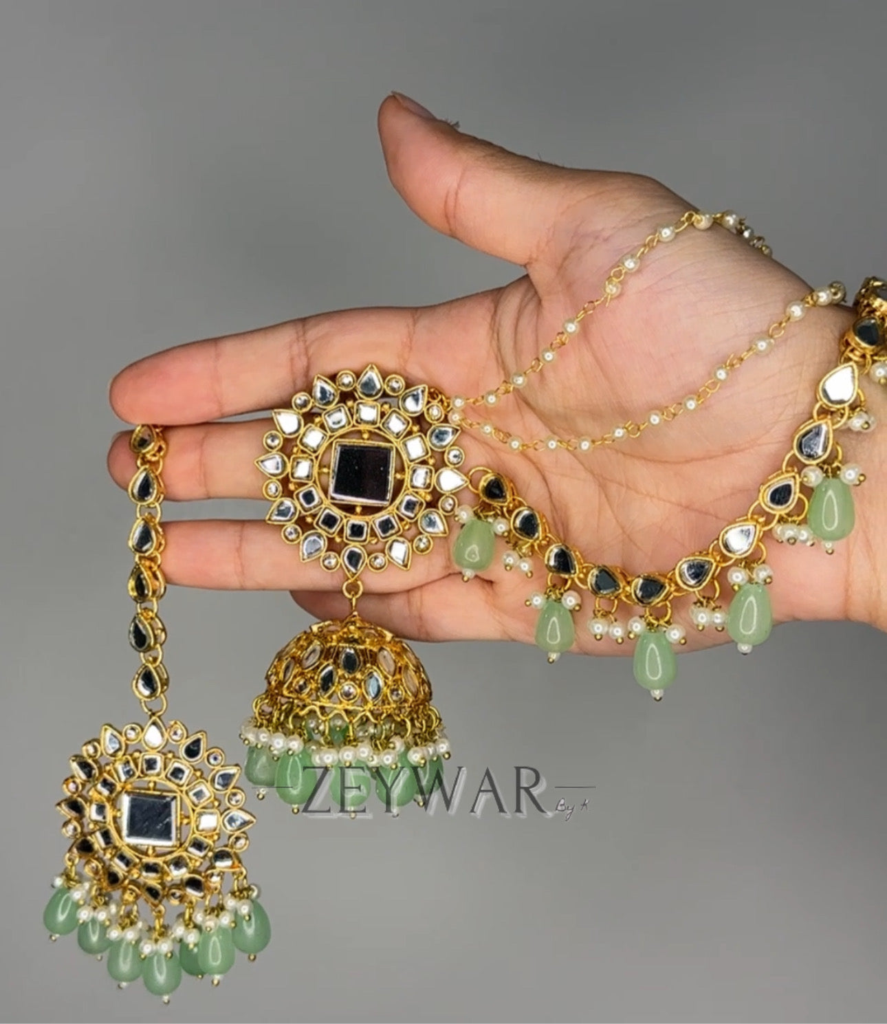 SAMARA | Mirror Earrings with Saharey & Tikka