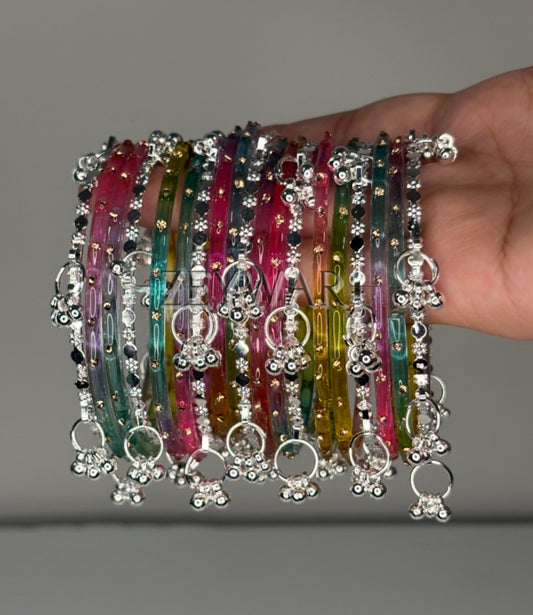 MUNEEBA | Multicolour | Rainbow Glass & Kashmiri Bangles