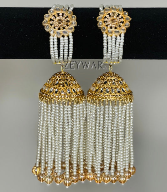 ARAYA | Kundan Kaleerey with Zircon Details & Pearl Beads