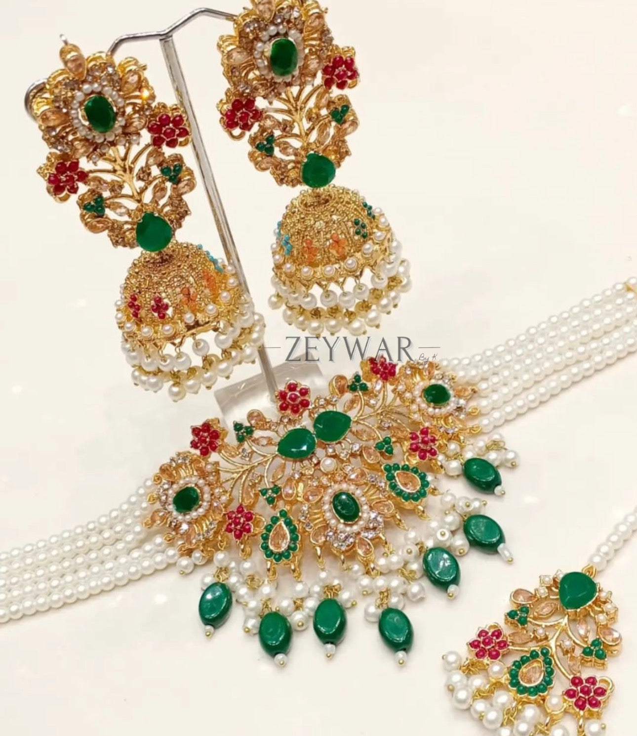 SITARA | Trending Choker Set with Oversized Earrings & Tikka