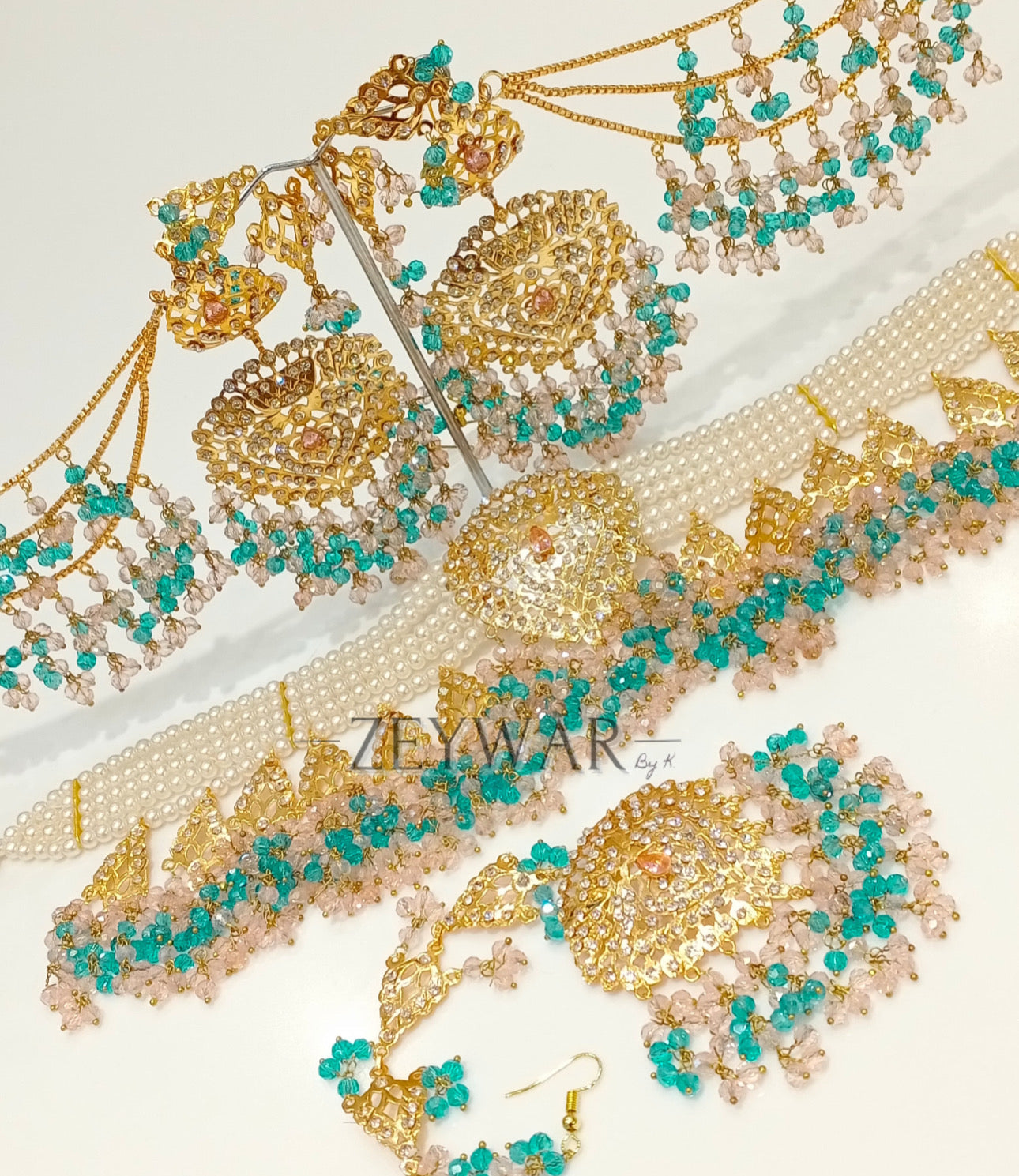 ALISHBA | Gold Plated Pakistani Style Jadau Choker Set