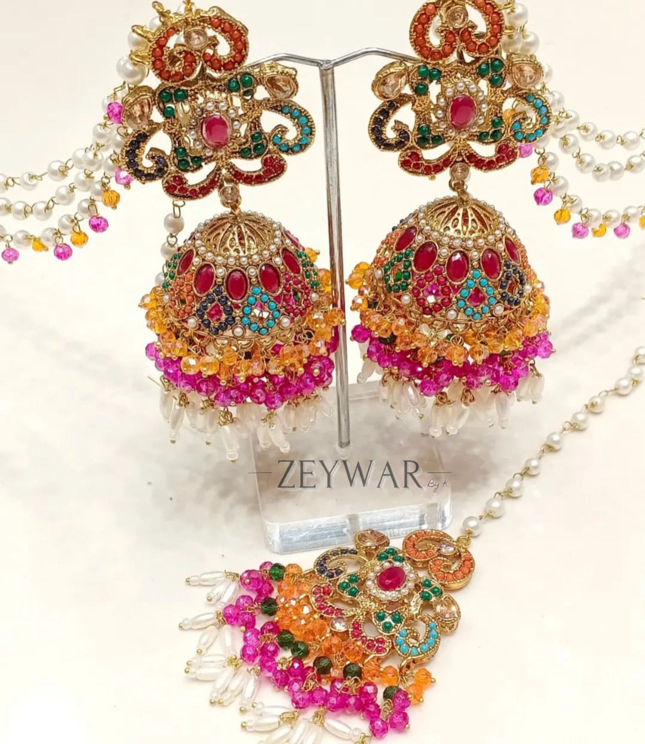 ZERMEEN | Tikka & Earrings with Saharey