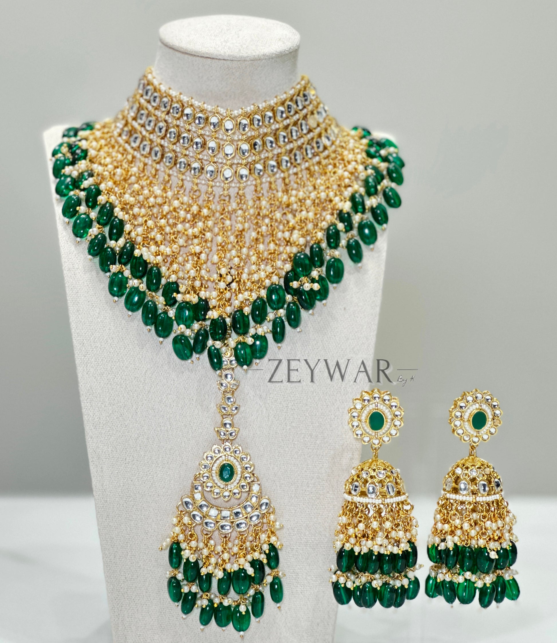 RIDHI | Kundan Neckline with Earrings & Tikka