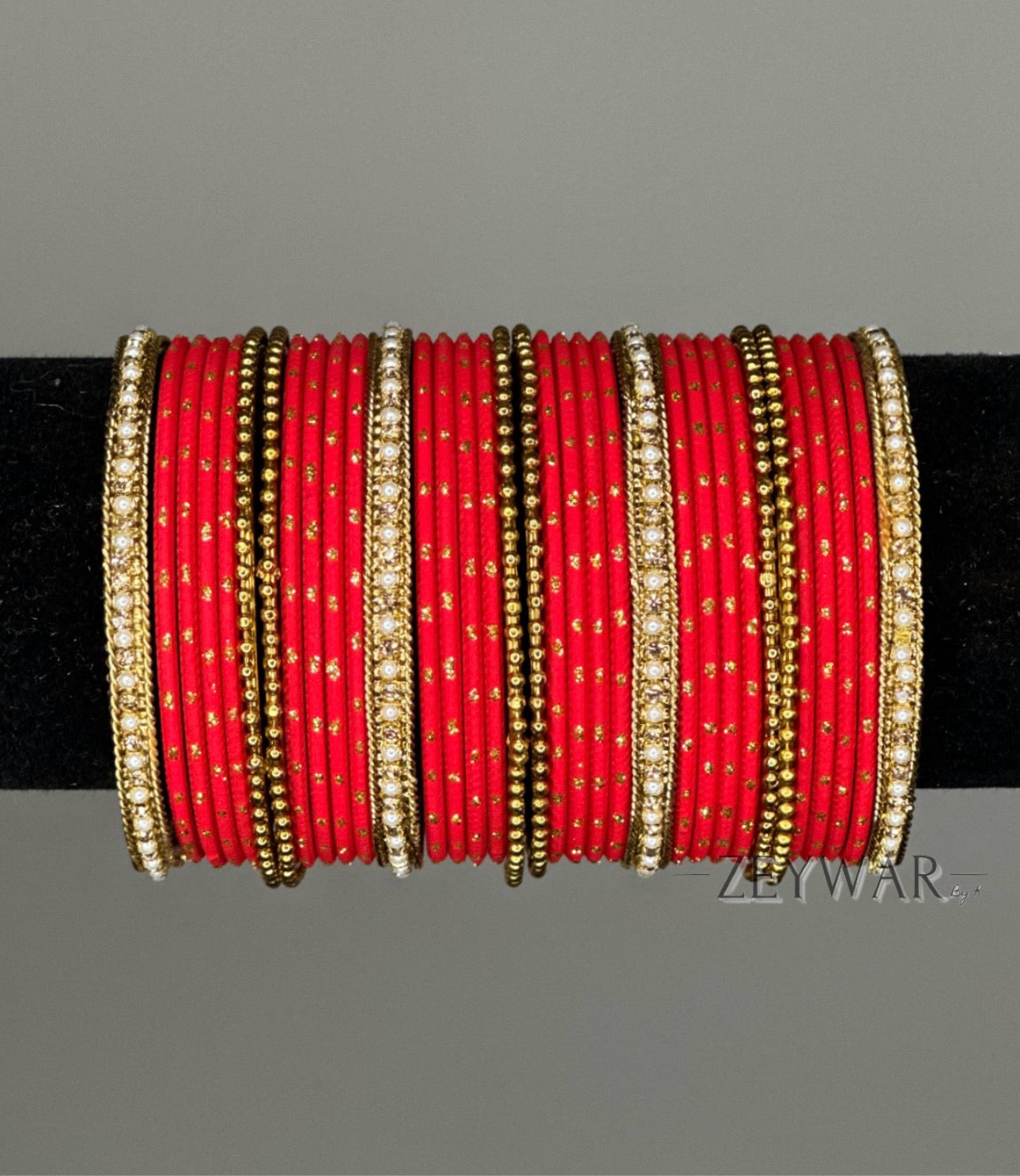 BANGLES | Red | Glass Bangles with Gold Specks