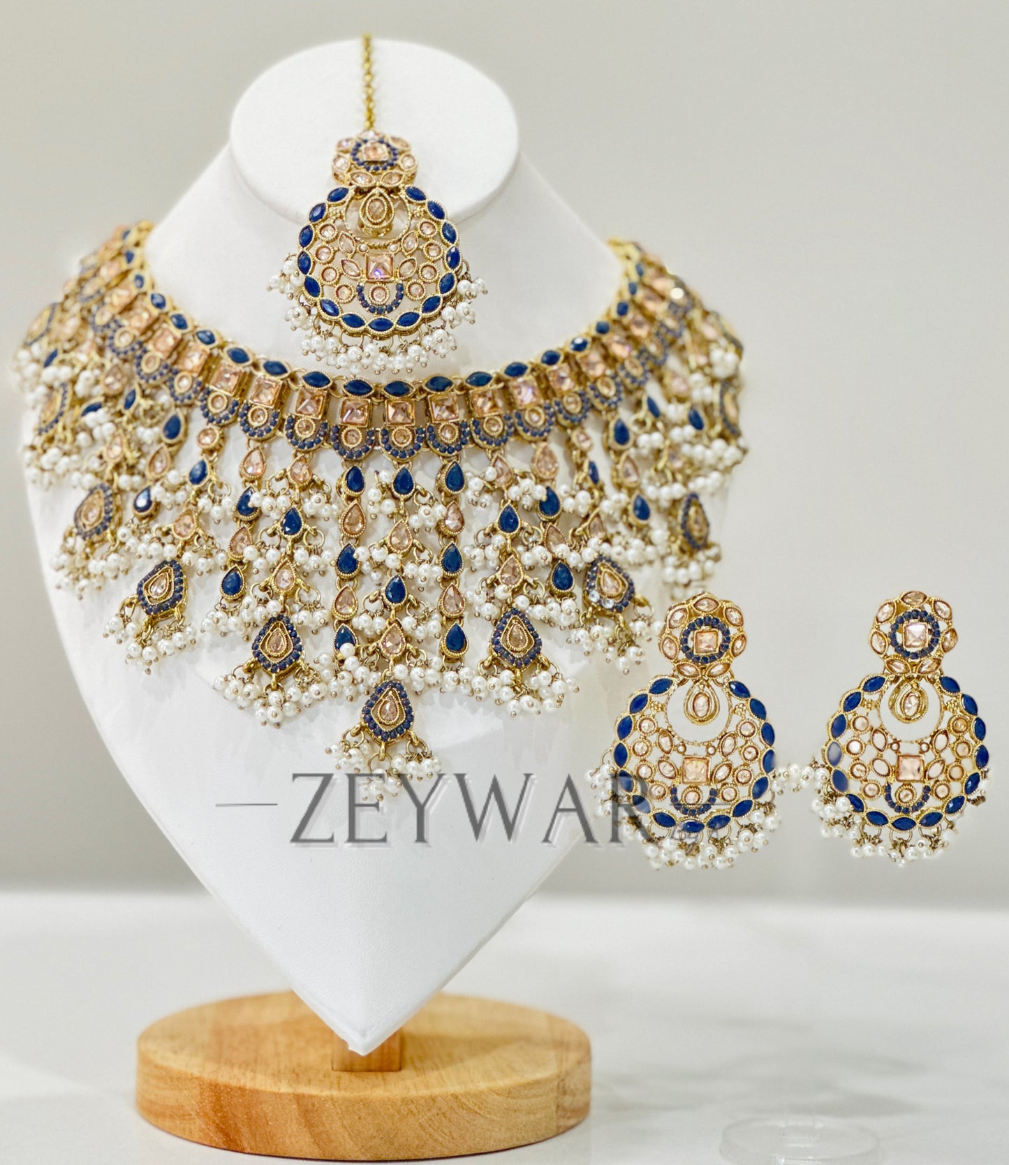 JAWARIA | Polki Necklace with Earrings & Tikka