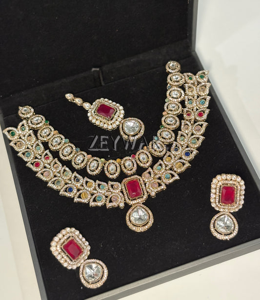 HOORAIN | Moissanite Set with Studs & Tikka