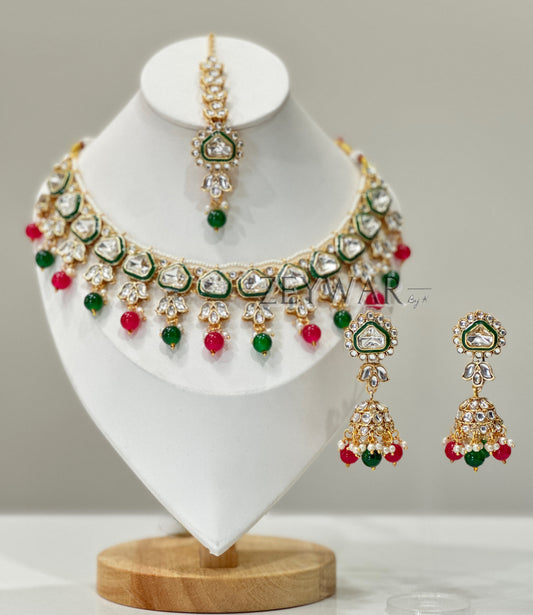 HARMAN | Uncut Kundan Set with Jhumkis & Tikka