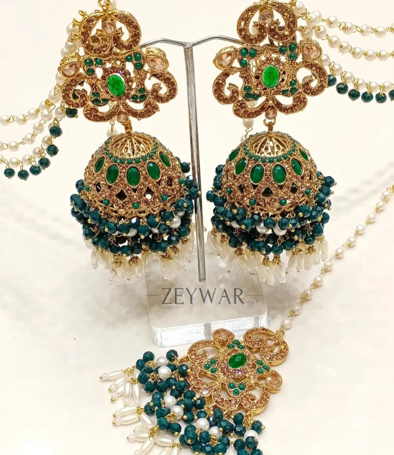 ZERMEEN | Tikka & Earrings with Saharey