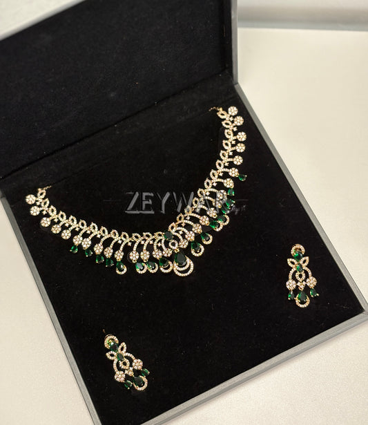 ZOOBIA | American Diamond Set with Dainty Earrings