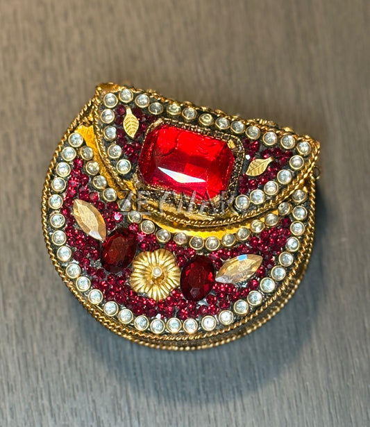 ZEINA | Mini Embellished Kundan & Metal Clutch