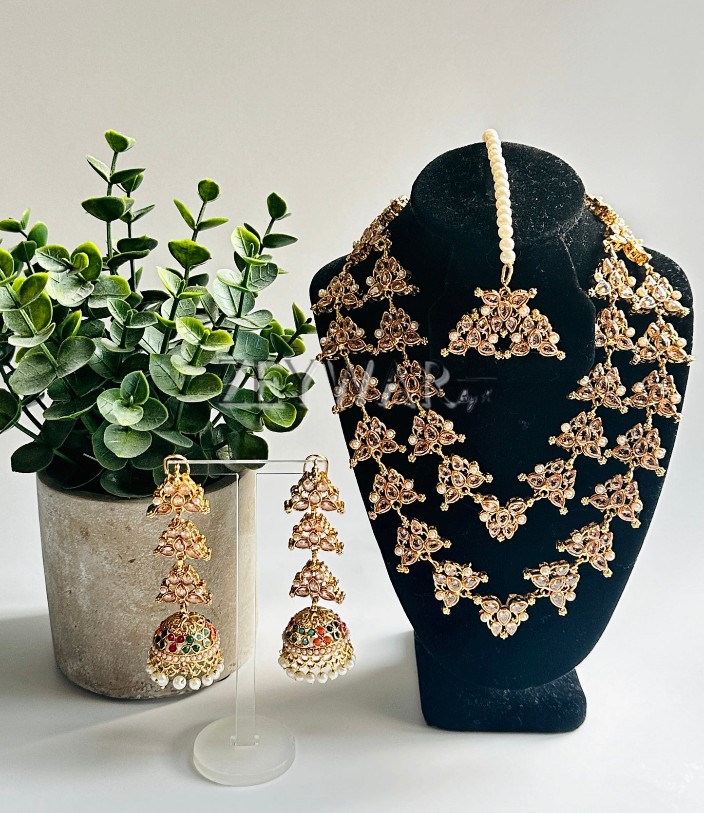 ASMA | Multi Layer Necklace with Long Jhumki’s & Tikka