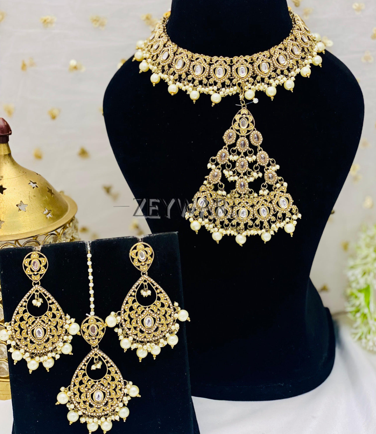 JASMINE | Elegant Polki Set with Jhoomar, Earrings & Tikka