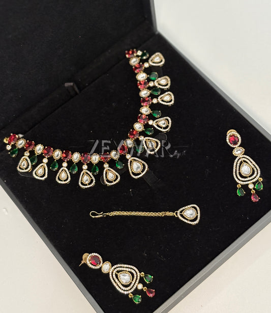 ASIMA | Moissanite Set with Earrings & Tikka