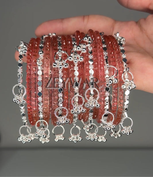SEERAT | Baby Pink | Glass & Kashmiri Bangles