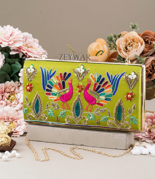 WAFA | Satin Clutch with Hand Embroidery