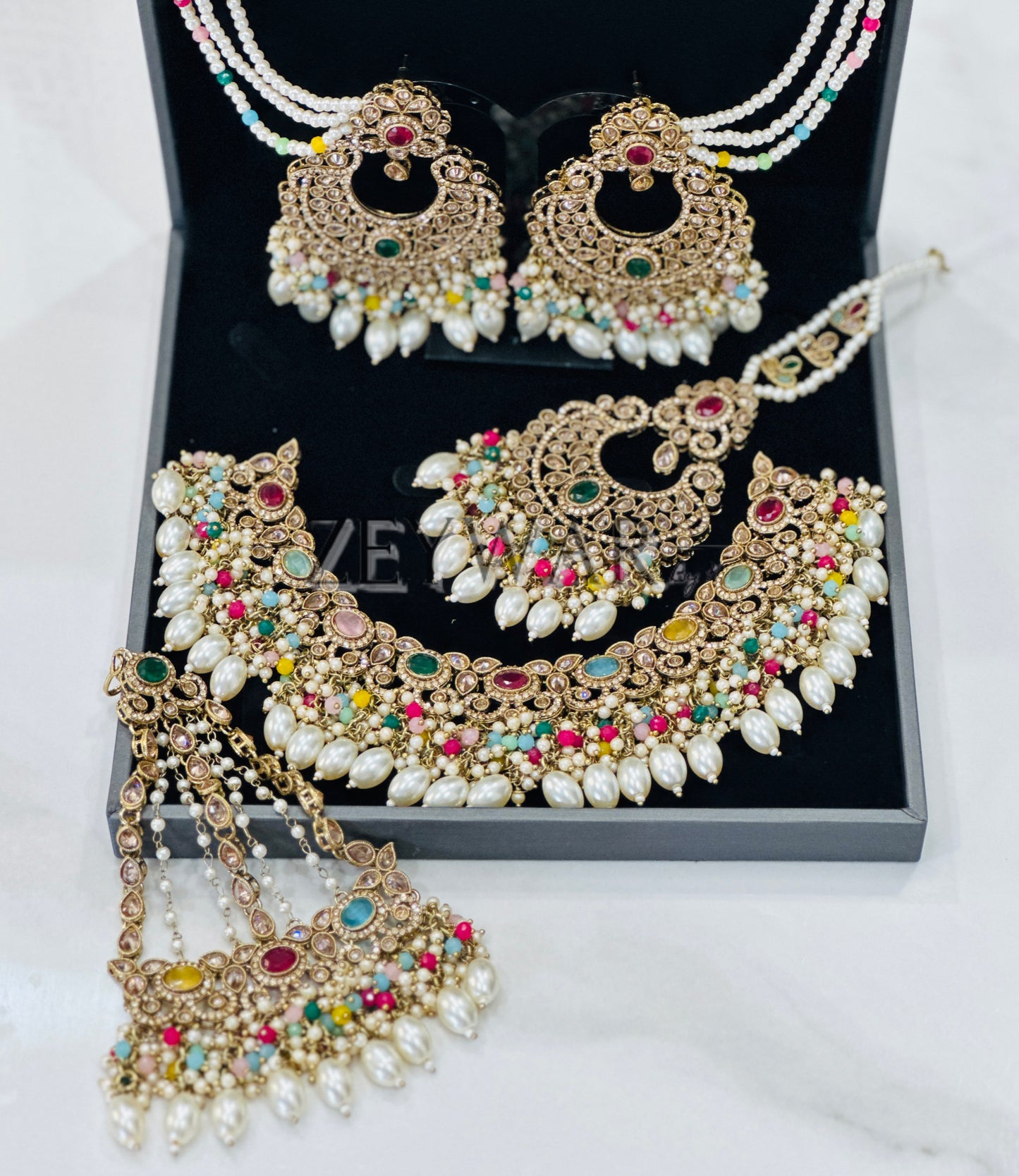 ANA | Polki Set with Jhoomar, Earrings & Tikka