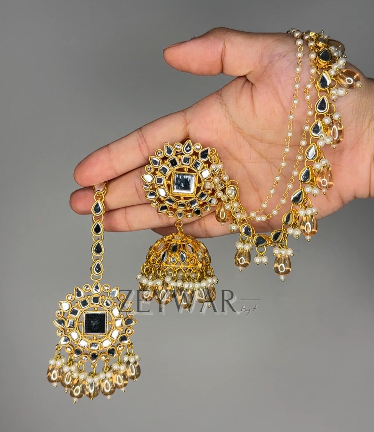 SAMARA | Mirror Earrings with Saharey & Tikka