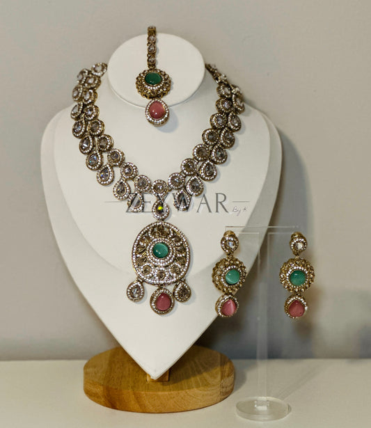 REEM | AD & Polki Set with Earrings & Tikka