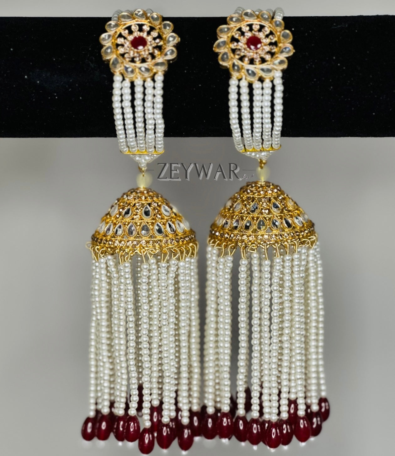 ARAYA | Kundan Kaleerey with Zircon Details & Pearl Beads