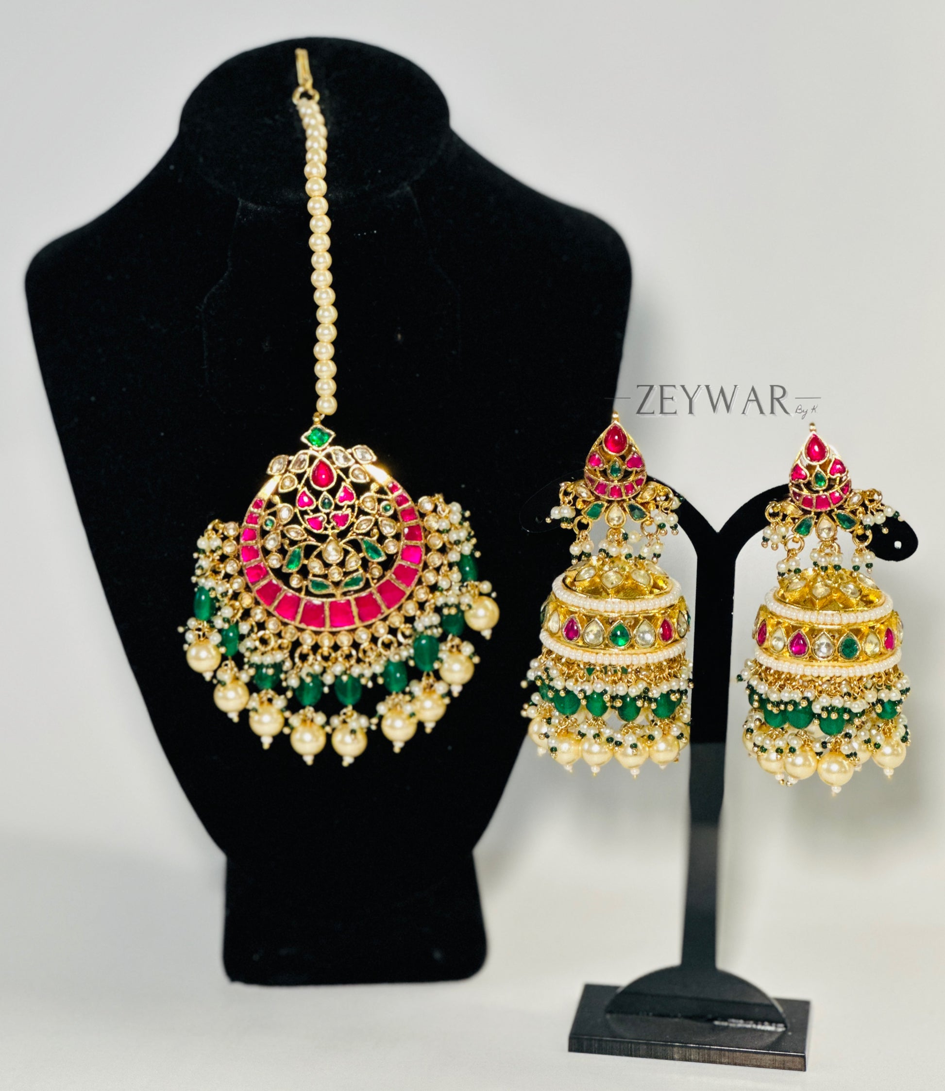 AYSHA | Pachi Kundan Earring & Tikka Set, Gold-Plated