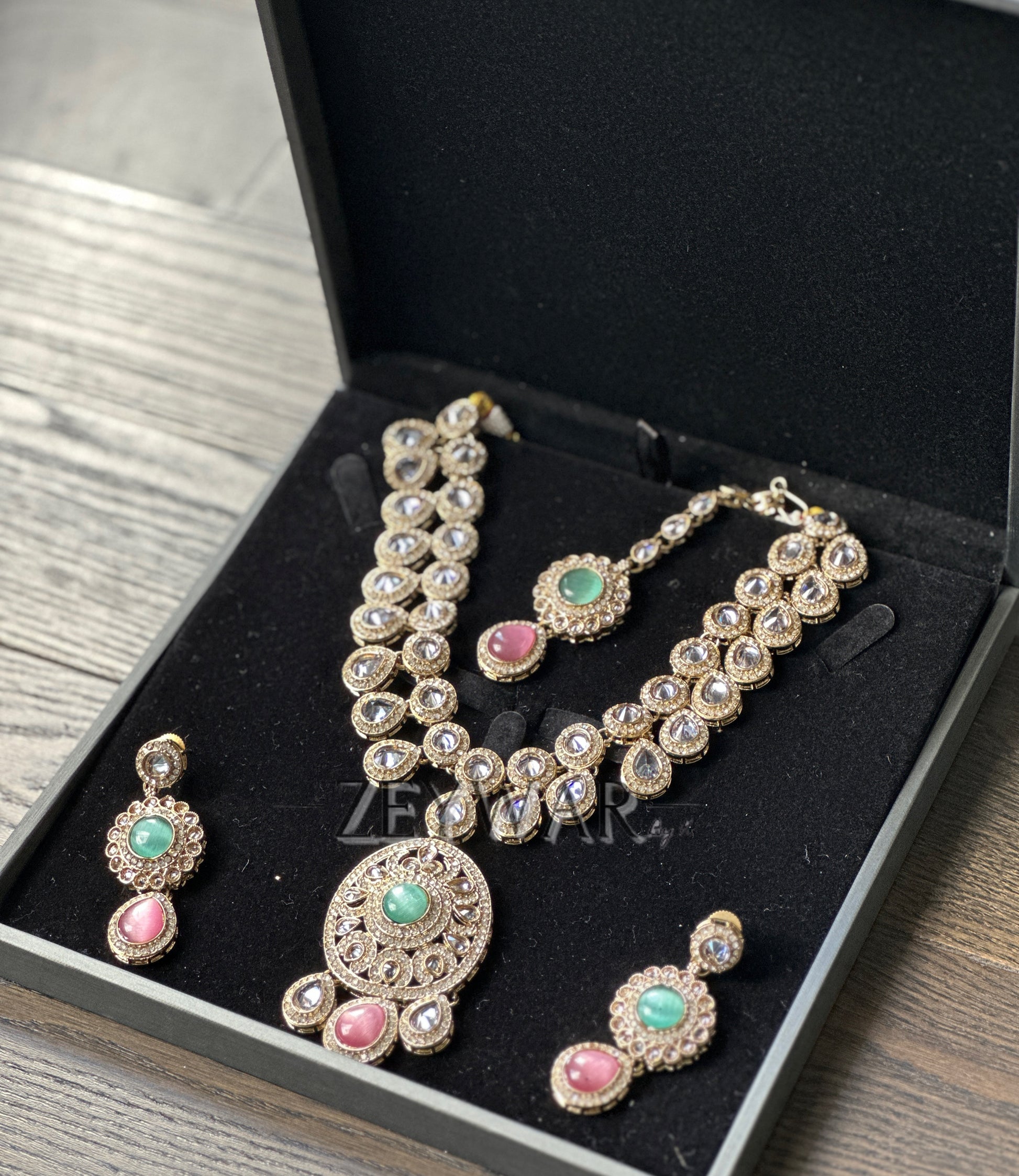 REEM | AD & Polki Set with Earrings & Tikka