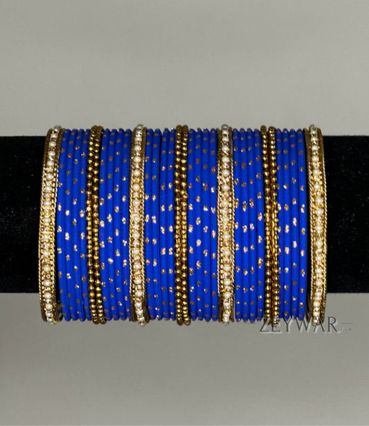 BANGLES | Royal Blue | Glass Bangles with Gold Specks