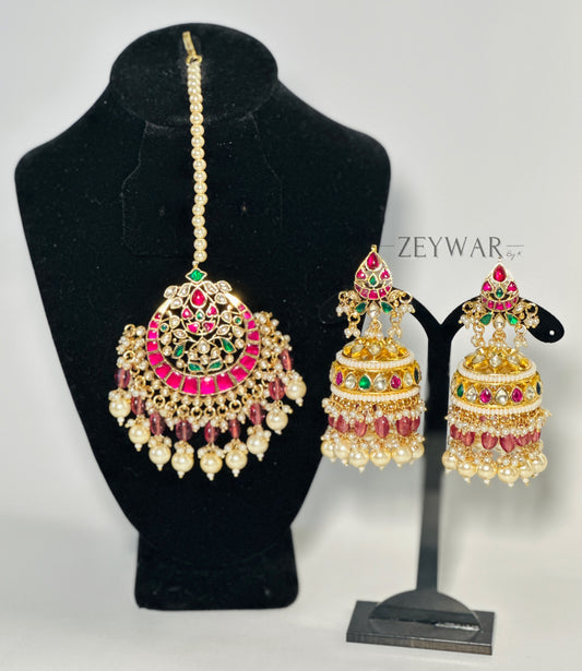 AYSHA | Pachi Kundan Earring & Tikka Set, Gold-Plated